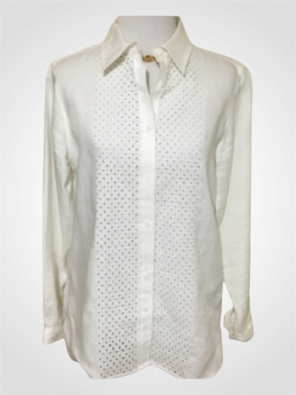 White Talbots Long Sleeve Button Down Collared Business Casual Petite Shirt SP